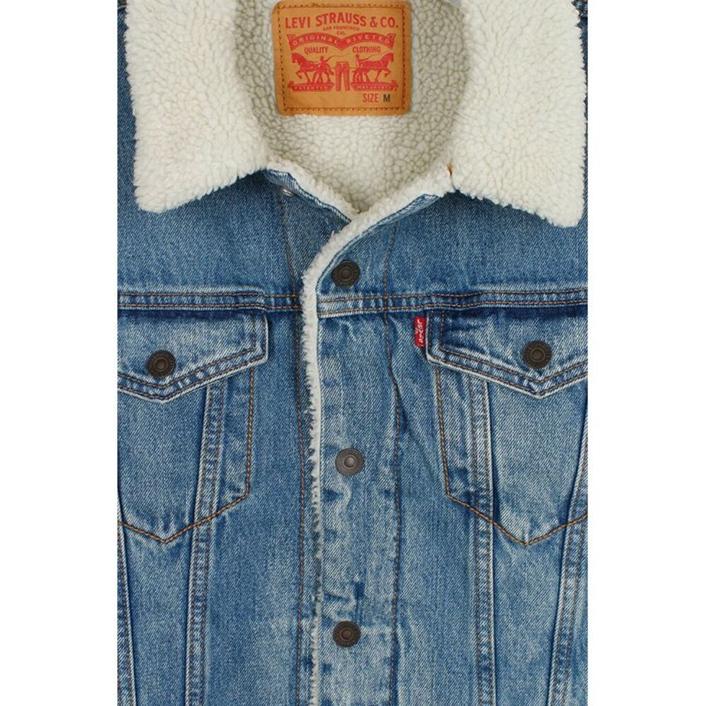 Levi's Men's Regular Fit Snap Front Sherpa Trucker Vest Medium Blue 0003 - Picture 3 of 3